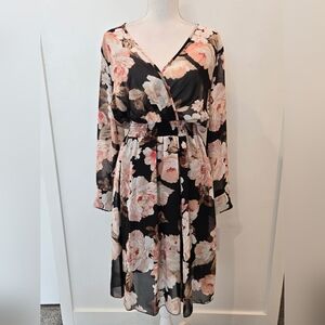 Enfocus Studio Chiffon Floral Black  Dress. Size 12. New.